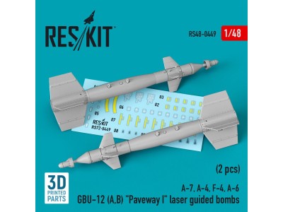 GBU-12 (A,B) Paveway I laser guided bombs (2 pcs) (A-7, A-4, F-4, A-6) (3D Printed) 