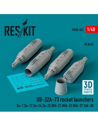 UB-32A-73 rocket launchers (4 pcs) (Su-7,Su-17,Su-24,Su-25,MiG-21,MiG-23,MiG-27,YaK-38) (3D Printed) 