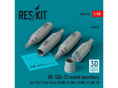 UB-32A-73 rocket launchers (4 pcs) (Su-7,Su-17,Su-24,Su-25,MiG-21,MiG-23,MiG-27,YaK-38) (3D Printed) 