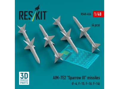 AIM-7E2 Sparrow III missiles (4 pcs) (F-4, F-15, F-16, F-14) (3D Printed) 