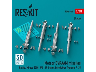 Meteor BVRAAM missiles (4 pcs) (Rafale, Mirage 2000, JAS-39 Gripen, Eurofighter Typhoon, F-35) (3D Printed) 