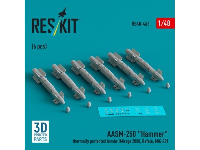 AASM-250 Hammer thermally protected bombs (6 pcs) (Mirage 2000, Rafale, MiG-29) (3D Printed) 