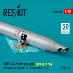SUU-16A 20mm gun pod (open gun bay) wings mounting for F-4 Phantom II (C,D) (1 pcs) (3D Printed)  2