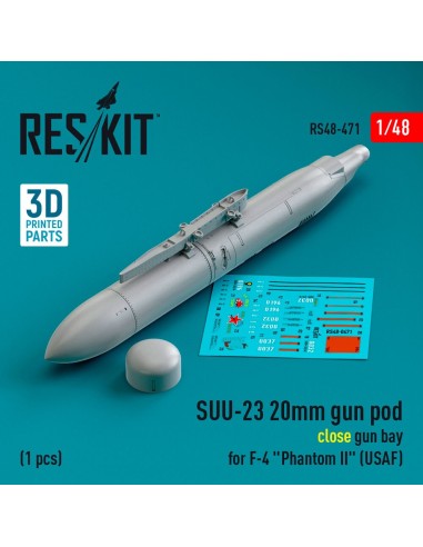 SUU-23 20mm gun pod (close gun bay) for F-4 Phantom II (USAF) (1 pcs) (3D Printed) 