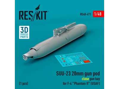 SUU-23 20mm gun pod (close gun bay) for F-4 Phantom II (USAF) (1 pcs) (3D Printed) 