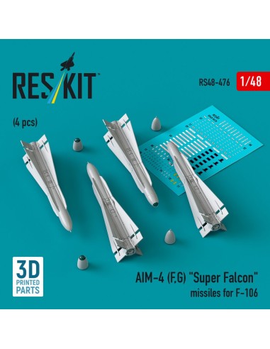 AIM-4 (F, G) Super Falcon missiles for F-106 (4 pcs) (3D Printed) 