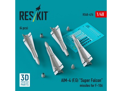AIM-4 (F, G) Super Falcon missiles for F-106 (4 pcs) (3D Printed) 