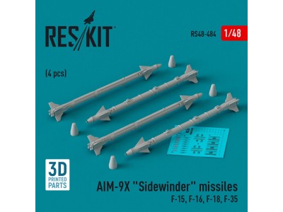 AIM-9X Sidewinder missiles (4 pcs) (F-15, F-16, F-18, F-35) (3D Printed) 