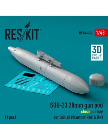 SUU-23 20mm gun pod (close gun bay) for British Phantom (RAF & RN) (1 pcs) (3D Printed) 