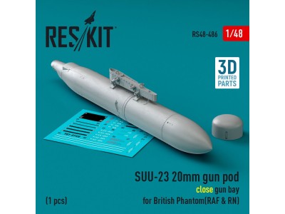 SUU-23 20mm gun pod (close gun bay) for British Phantom (RAF & RN) (1 pcs) (3D Printed) 