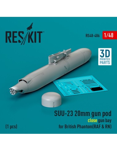 SUU-23 20mm gun pod (close gun bay) for British Phantom (RAF & RN) (1 pcs) (3D Printed) 