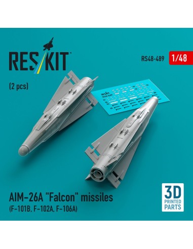 AIM-26A Falcon missiles (2 pcs) (F-101B, F-102A, F-106A) (3D Printed) 