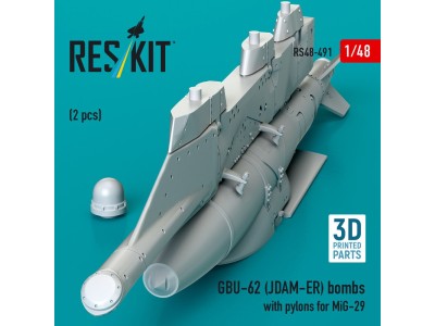 GBU-62 (JDAM-ER) bombs with pylons for MiG-29 Fulcrum (2 pcs) (3D Printed) 