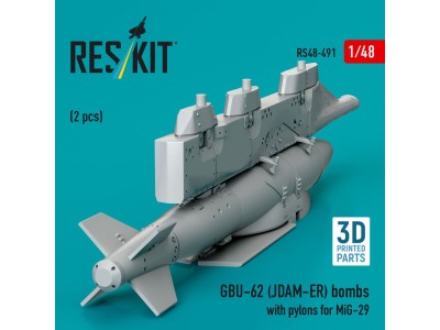 GBU-62 (JDAM-ER) bombs with pylons for MiG-29 Fulcrum (2 pcs) (3D Printed) 