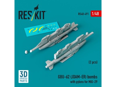 GBU-62 (JDAM-ER) bombs with pylons for MiG-29 Fulcrum (2 pcs) (3D Printed) 