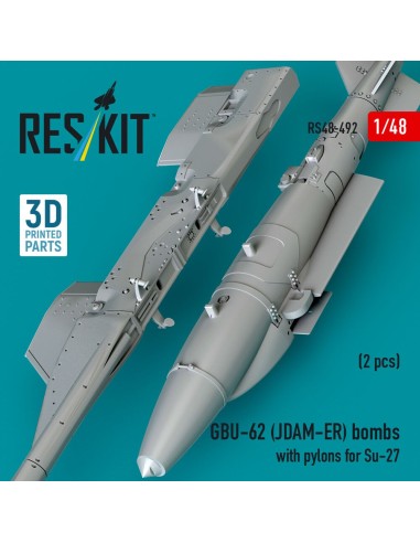 GBU-62 (JDAM-ER) bombs with pylons for Su-27 Flanker (2 pcs) (3D Printed) 