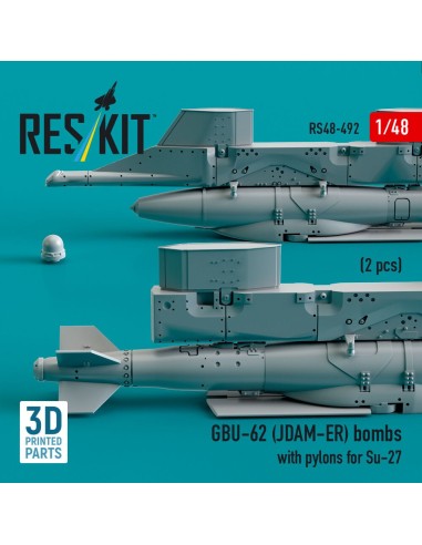 GBU-62 (JDAM-ER) bombs with pylons for Su-27 Flanker (2 pcs) (3D Printed) 
