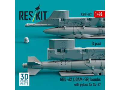 GBU-62 (JDAM-ER) bombs with pylons for Su-27 Flanker (2 pcs) (3D Printed) 