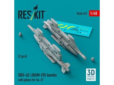 GBU-62 (JDAM-ER) bombs with pylons for Su-27 Flanker (2 pcs) (3D Printed) 
