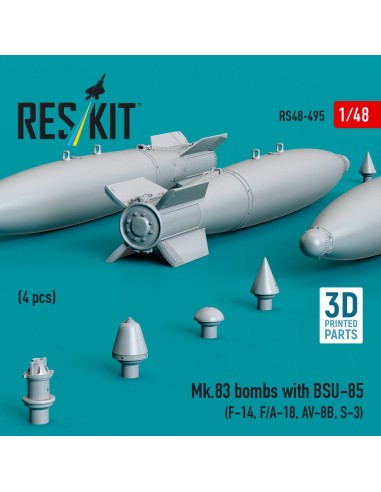 Mk.83 bombs with BSU-85 (4 pcs) (F-14, F/A-18, AV-8B, S-3) (3D printed) 