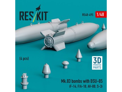 Mk.83 bombs with BSU-85 (4 pcs) (F-14, F/A-18, AV-8B, S-3) (3D printed) 