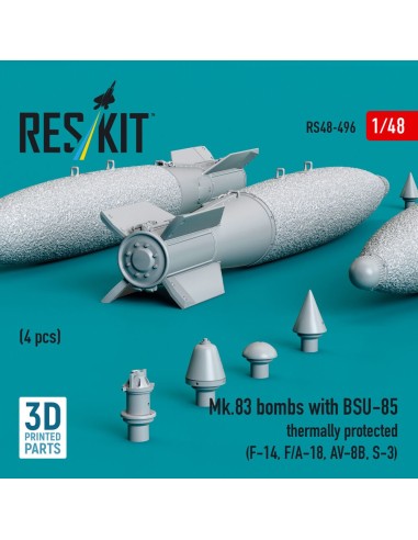 Mk.83 bombs with BSU-85 thermally protected (4 pcs) (F-14, F/A-18, AV-8B, S-3) (3D printed) 