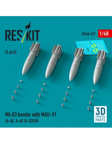 Mk.83 bombs with MAU-91 (4 pcs) (A-4E, A-4F, B-52G/H) (3D printed) 