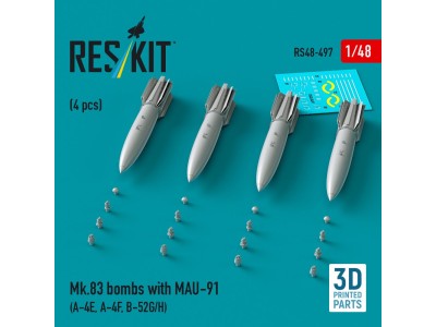 Mk.83 bombs with MAU-91 (4 pcs) (A-4E, A-4F, B-52G/H) (3D printed) 