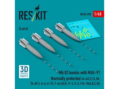 Mk.83 bombs with MAU-91 thermally protected (4 pcs) (A-4(C,E,F,L,M), TA-4F/J, A-6, A-7E, F-4(J,N,S), P-3, S-3, F/A-18(A,B,C,D)) 