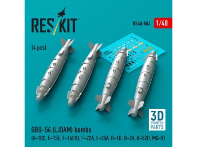 GBU-54 (LJDAM) bombs (4 pcs) (A-10C, F-15E, F-16C/D, F-22A, F-35A, B-1B, B-2A, B-52H, MQ-9) (3D Printed) 