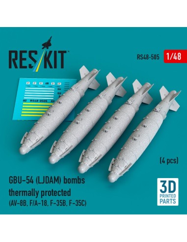 GBU-54 (LJDAM) bombs thermally protected (4 pcs) (AV-8B, F/A-18A-F, F-35B, F-35C) (3D Printed) 