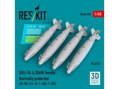GBU-54 (LJDAM) bombs thermally protected (4 pcs) (AV-8B, F/A-18A-F, F-35B, F-35C) (3D Printed) 