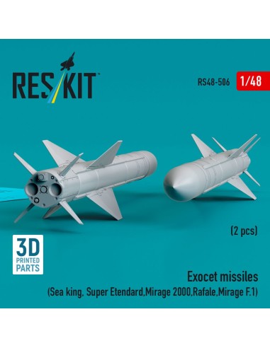 Exocet missiles (2 pcs) (Sea King, Super Etendard, Mirage 2000, Rafale, Mirage F.1) (3D Printed) 