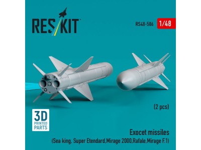Exocet missiles (2 pcs) (Sea King, Super Etendard, Mirage 2000, Rafale, Mirage F.1) (3D Printed) 