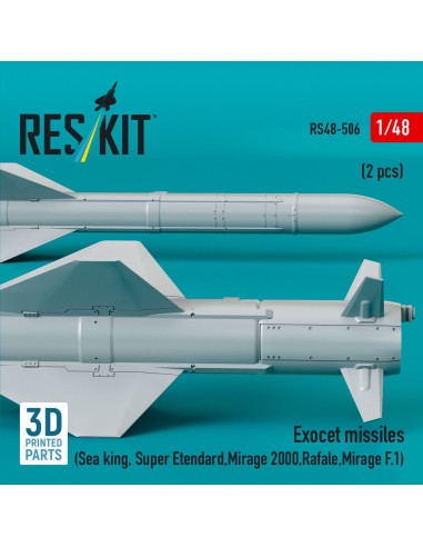 Exocet missiles (2 pcs) (Sea King, Super Etendard, Mirage 2000, Rafale, Mirage F.1) (3D Printed) 