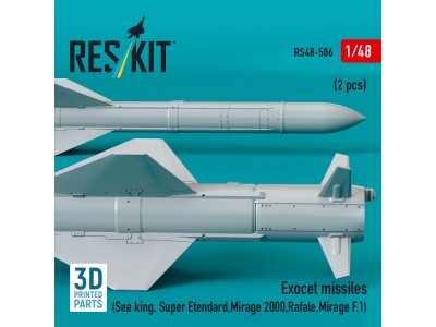 Exocet missiles (2 pcs) (Sea King, Super Etendard, Mirage 2000, Rafale, Mirage F.1) (3D Printed) 
