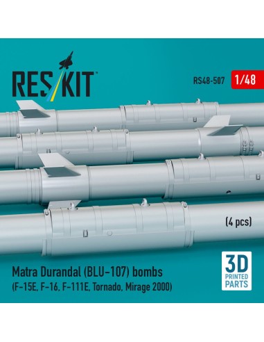 Matra Durandal (BLU-107) bombs (4 pcs) (F-15E, F-16, F-111E, Tornado, Mirage 2000) (3D Printed) 