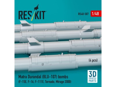 Matra Durandal (BLU-107) bombs (4 pcs) (F-15E, F-16, F-111E, Tornado, Mirage 2000) (3D Printed) 