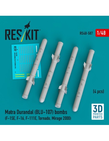 Matra Durandal (BLU-107) bombs (4 pcs) (F-15E, F-16, F-111E, Tornado, Mirage 2000) (3D Printed) 