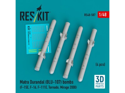 Matra Durandal (BLU-107) bombs (4 pcs) (F-15E, F-16, F-111E, Tornado, Mirage 2000) (3D Printed) 