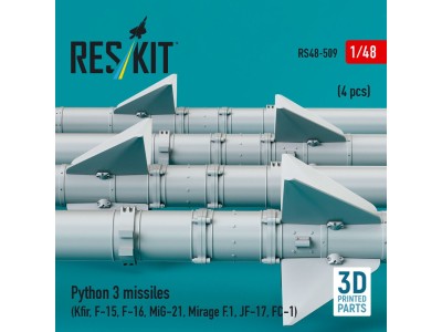 Python 3 missiles (4 pcs) (Kfir, F-15, F-16, MiG-21, Mirage F.1, JF-17, FC-1) (3D Printed) 