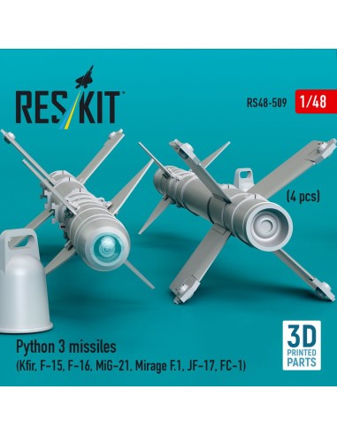 Python 3 missiles (4 pcs) (Kfir, F-15, F-16, MiG-21, Mirage F.1, JF-17, FC-1) (3D Printed) 