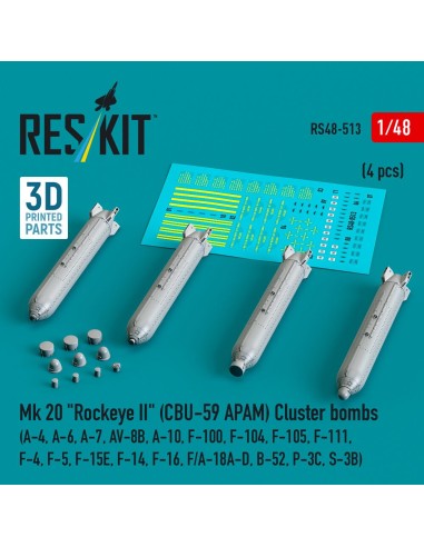 Mk 20 Rockeye II (CBU-59 APAM) Cluster bombs (A-4, A-6, A-7, AV-8B, A-10, F-100, F-104, F-105, F-111, F-4, F-5, F-15E, F-14, F-1