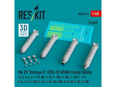 Mk 20 Rockeye II (CBU-59 APAM) Cluster bombs (A-4, A-6, A-7, AV-8B, A-10, F-100, F-104, F-105, F-111, F-4, F-5, F-15E, F-14, F-1
