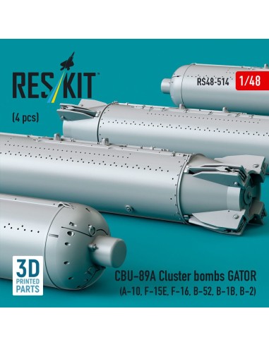 CBU-89A cluster bombs GATOR (4 pcs) (A-10, F-15E, F-16, B-52, B-1B, B-2) (3D Printed) 