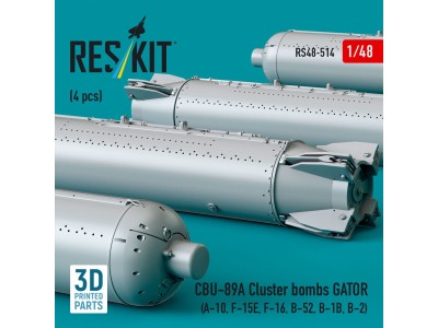CBU-89A cluster bombs GATOR (4 pcs) (A-10, F-15E, F-16, B-52, B-1B, B-2) (3D Printed) 
