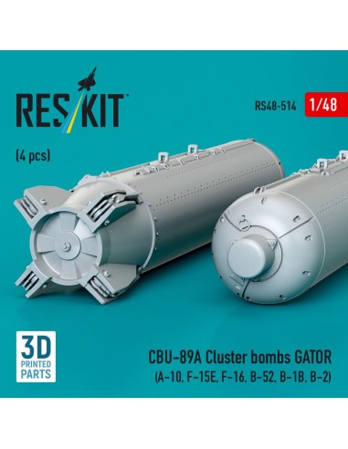 CBU-89A cluster bombs GATOR (4 pcs) (A-10, F-15E, F-16, B-52, B-1B, B-2) (3D Printed) 