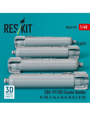 CBU-97/105 cluster bombs (4 pcs) (F-15E, F-16, A-10, B-1B, B-2, B-52) (3D Printed) 