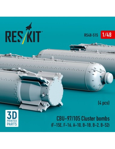 CBU-97/105 cluster bombs (4 pcs) (F-15E, F-16, A-10, B-1B, B-2, B-52) (3D Printed) 
