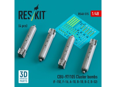 CBU-97/105 cluster bombs (4 pcs) (F-15E, F-16, A-10, B-1B, B-2, B-52) (3D Printed) 